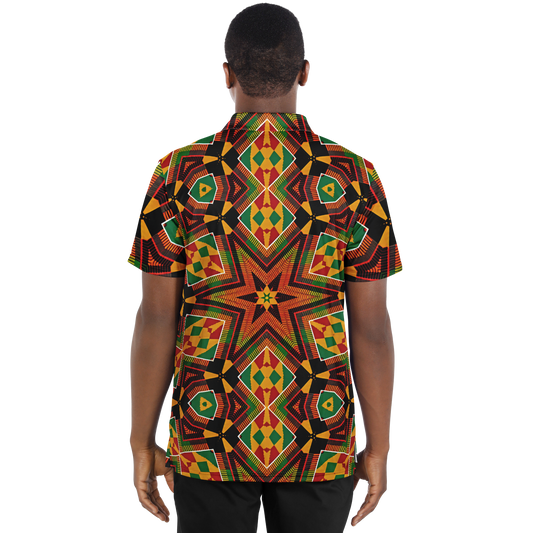 Men's African Kente Geometric Star Pattern All-Over Print Polo Shirt