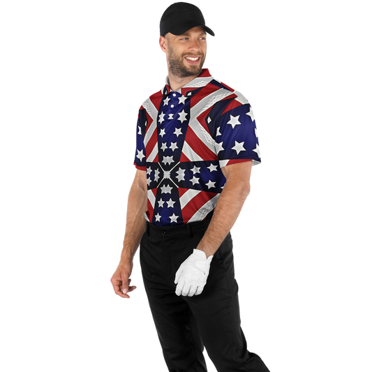 Men's Patriotic Star Flag Polo Shirt
