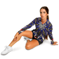 Women's Starburst Patriotic Colors Pattern All-Over-Print Long Sleeve Performance Shirt