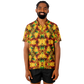 Men's Vibrant African Kente Geometric Pattern All Over Print Spread Collar Short Sleeve Button-Down Shirt