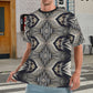 Men's Monochrome Geometric Kaleidoscope Pattern All Over Print Men's All Over Print Ribbed Collar T-Shirt