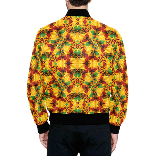 Men's Vibrant Autumn Kaleidoscope Pattern All Over Print Quilted Bomber Jacket
