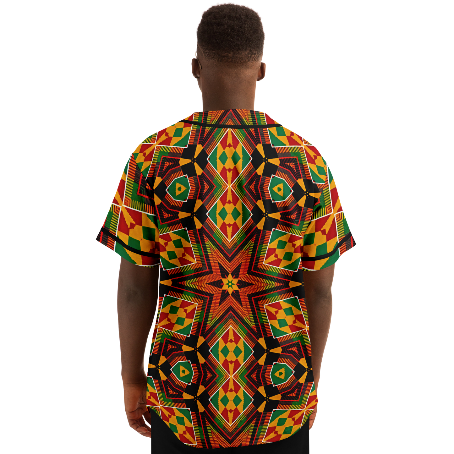 Men's African Kente Geometric Star Pattern All-Over Print Baseball Jersey