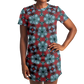 Women's Red, Green & White Teal Aztec Geo Pattern All-Over Print T-Shirt Dress