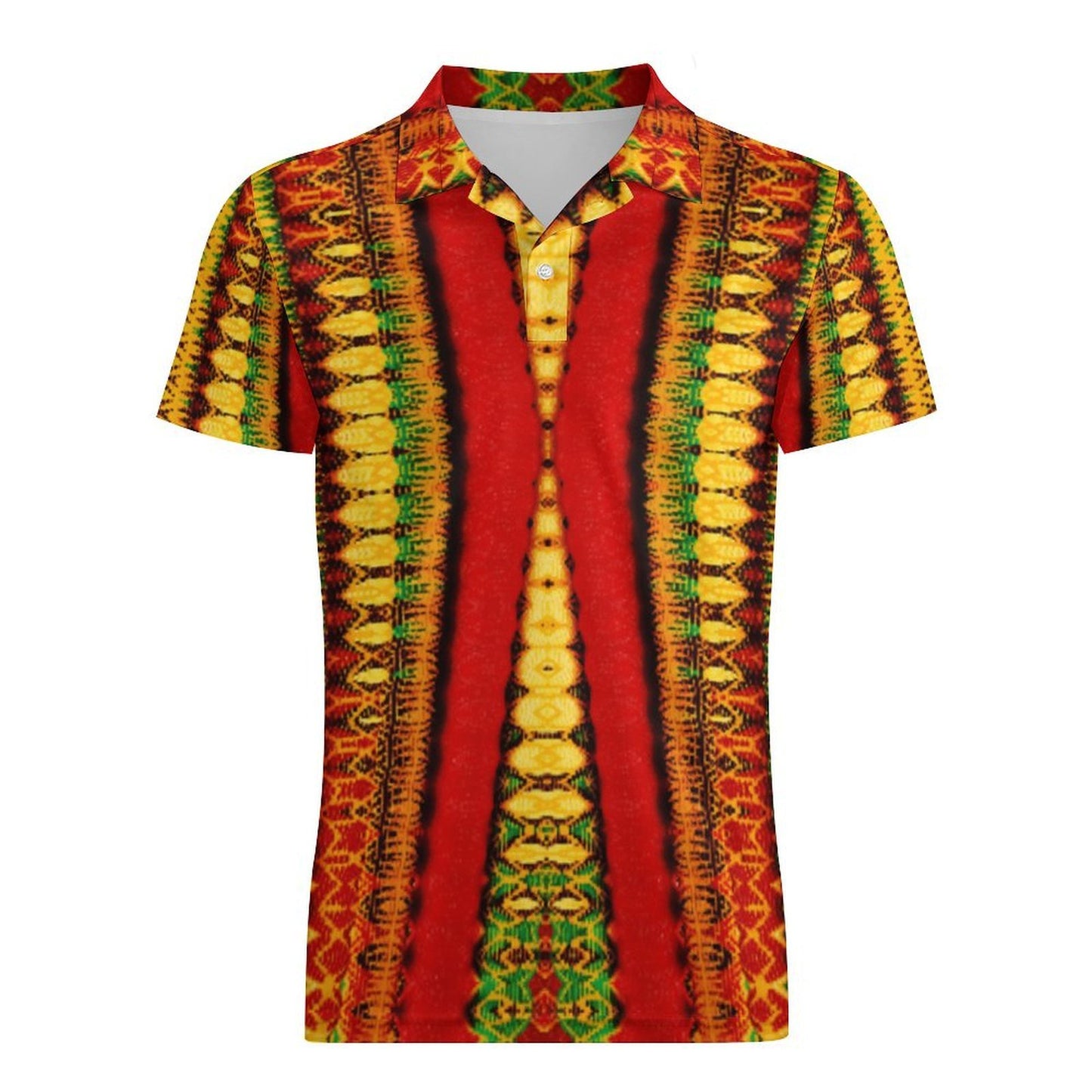 Men's Red Bold Tribal Pattern All-Over Print  Premium Ice Silk Polo Shirt