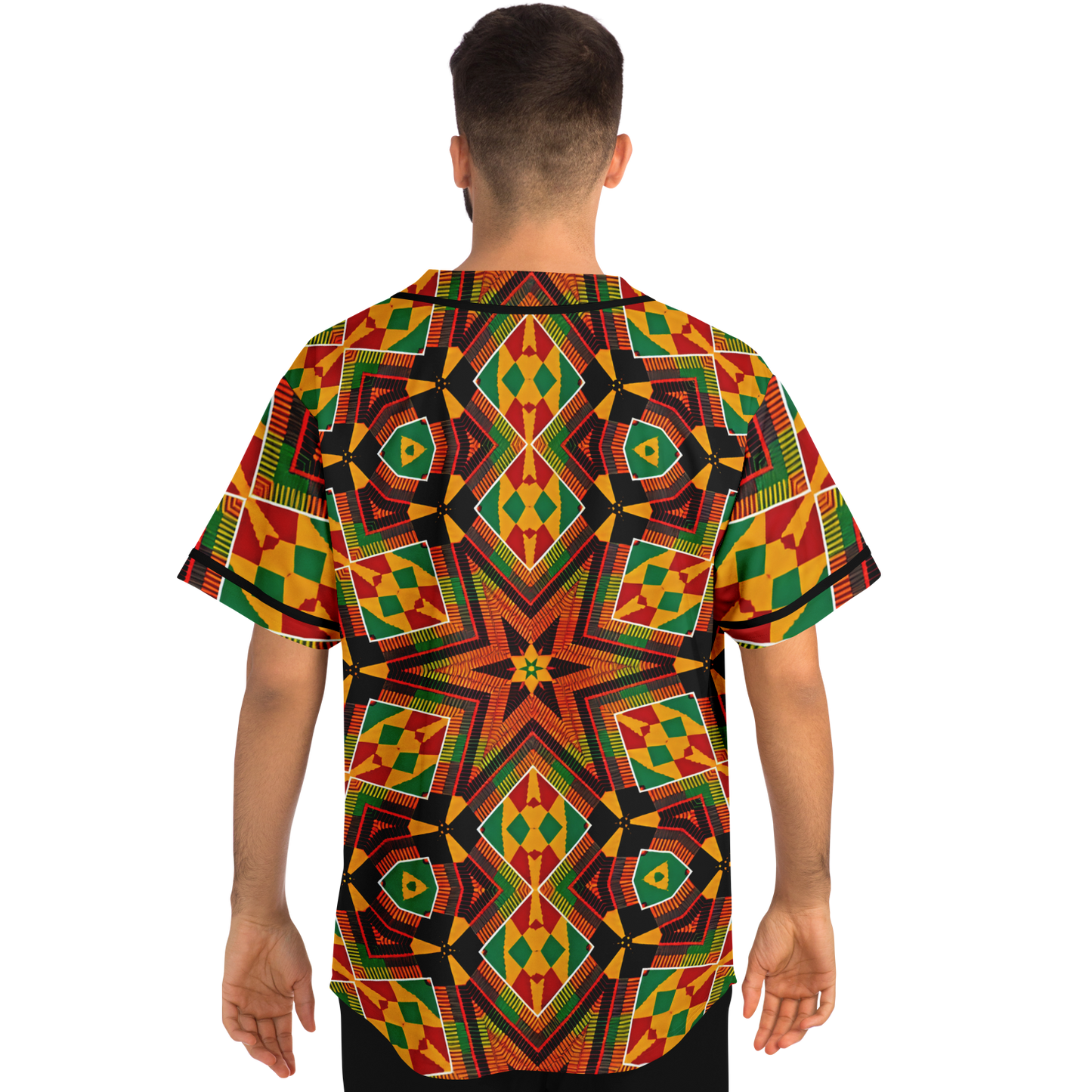 Men's African Kente Geometric Star Pattern All-Over Print Baseball Jersey