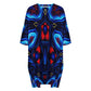 Women's Blue & Red Kaleidoscope Pattern Oversized T- Shirt Loungewear