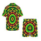 Men's Psychedelic Bold Reggae Colors All Over Print Hawaiian Shirt & Shorts Set