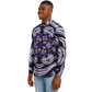 Men's Kaleidoscope Purple Pattern Spread Collar Long Sleeve Button-Down All Over Print Shirt.