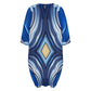 Women's Blue Wave Pattern All Over Print Oversized T- Shirt Loungewear