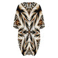 Women's Brown & Black Kaleidoscope Pattern Oversized T- Shirt Loungewear