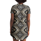 Women's Monochrome Geometric Kaleidoscope Pattern All Over Print T-Shirt Dress