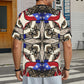 Men's Patriotic Stars & Cross Kaleidoscope Pattern All-Over Print Ribbed Collar T-Shirt
