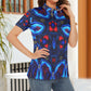 Women's Blue & Red Kaleidoscope Pattern All Over Print Polo Shirt