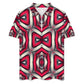 Men's Red Geometric Kaleidoscope Pattern All Over Print Zip-Up Polo Set