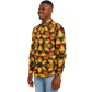 Men's Vibrant Autumn Kaleidoscope Pattern Spread Collar Long Sleeve Button-Down All Over Print Shirt.