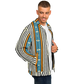 Men's Striped Retro Blue & Orange Patten Design All Over Print Baseball Jacket