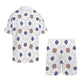 Men’s White, Blue & Red Geometric Pattern All Over Print Men's Hawaiian Shirt & Shorts Set
