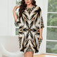 Women's Brown & Black Kaleidoscope Pattern Oversized T- Shirt Loungewear