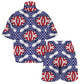 Women's Patriotic Stars & Stripes All Over Print  Windbreaker Short Set