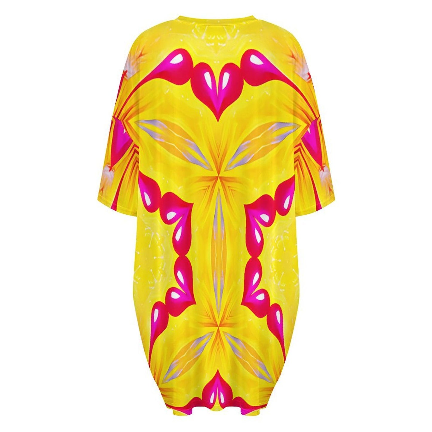 Women Bright Floral Pattern All Over Print Women's Oversized T- Shirt Loungewear