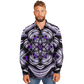 Men's Kaleidoscope Purple Pattern Spread Collar Long Sleeve Button-Down All Over Print Shirt.