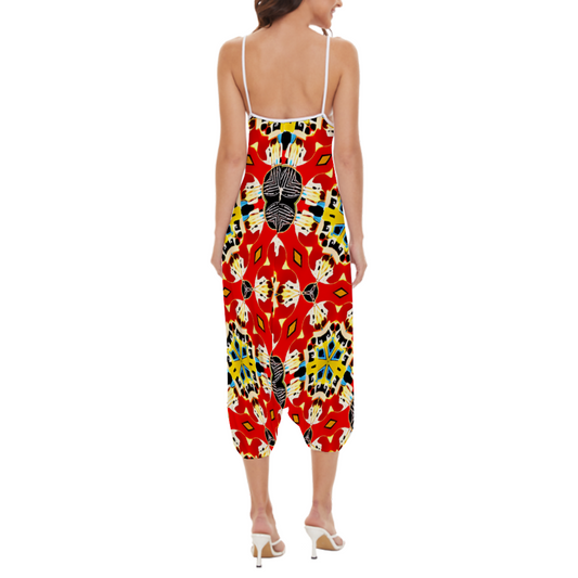 Woman High-waisted Straight Leg Pant Strappy Romper