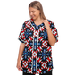 Women's Red White Blue Geometric Pattern All-Over Print Baseball Jersey