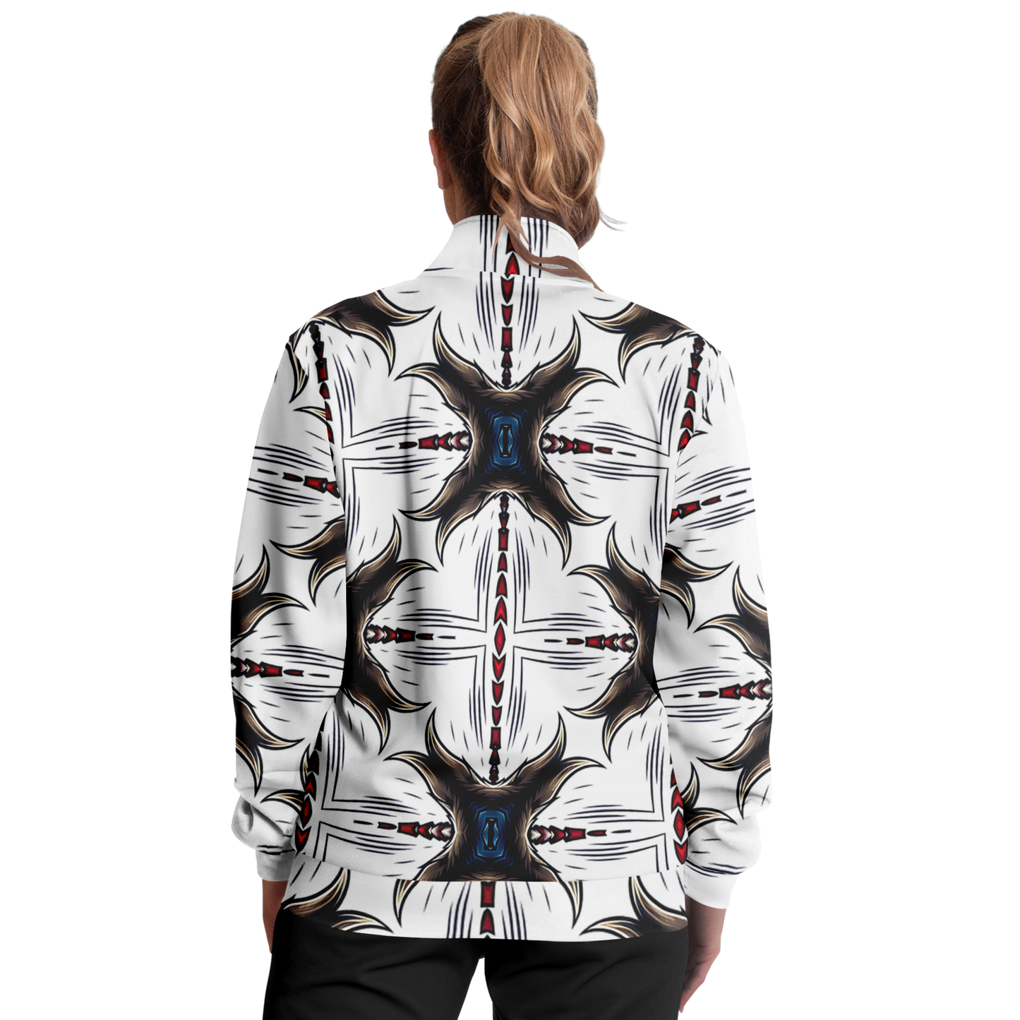 Women's Abstract Symmetry Pattern Polyester Track Jacket