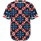 Women's Red White Blue Geometric Pattern All-Over Print Baseball Jersey