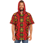 Men's Red Bold Tribal All-Over Print Hooded Baseball Jersey