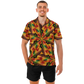 Men's African Kente Geometric Pattern All-Over Print Spread Collar Short Sleeve Button-Down Shirt