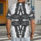 Men's Classic Black & White Geometric Pattern All Over Print All Over Print Ribbed Collar T-Shirt