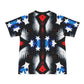 Men's Patriotic Starburst Pattern All-Over Print Men's All Over Print Ribbed Collar T-Shirt