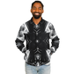 Men's Black & White Geometric Pattern All Over print All Over Print Baseball Jacket