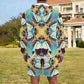 Men's Abstract Teal & Gold Pattern All Over Print Lightweight Sun Hoodie & Shorts Set
