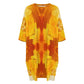 Women's Abstract Orange Flame Pattern All Over Print Oversized T- Shirt Loungewear