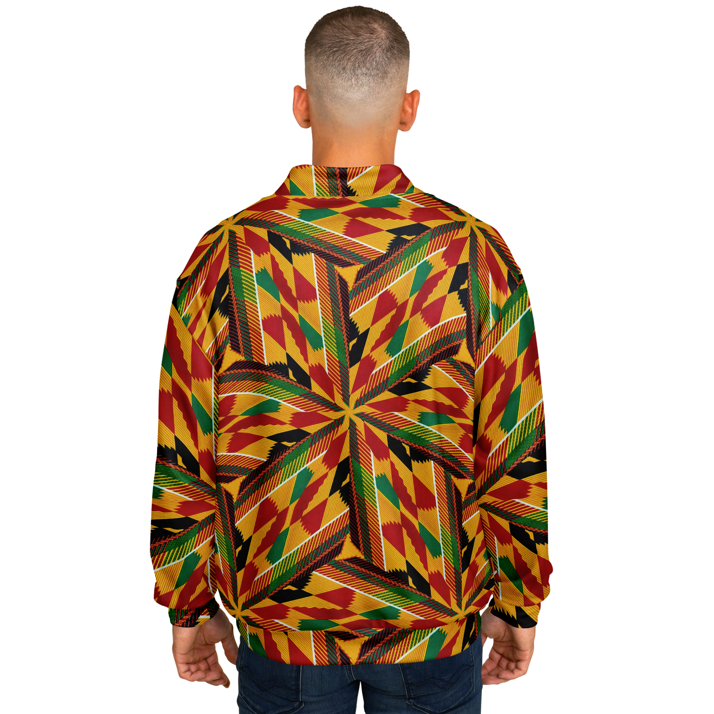 Men's Vibrant African Kente-Inspired Pattern All-Over Print Baseball Jacket