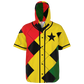 Men's Ghana Flag & Black Star Pattern All-Over Print Hooded Baseball Jersey