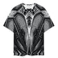 Men's Monochrome Kaleidoscope Pattern All-Over Print Plus Size Drop Shoulder T-Shirt