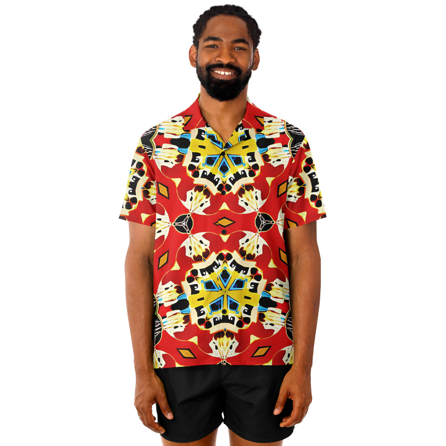 Men's Spread Collar Short Sleeve Button-Down Shirt