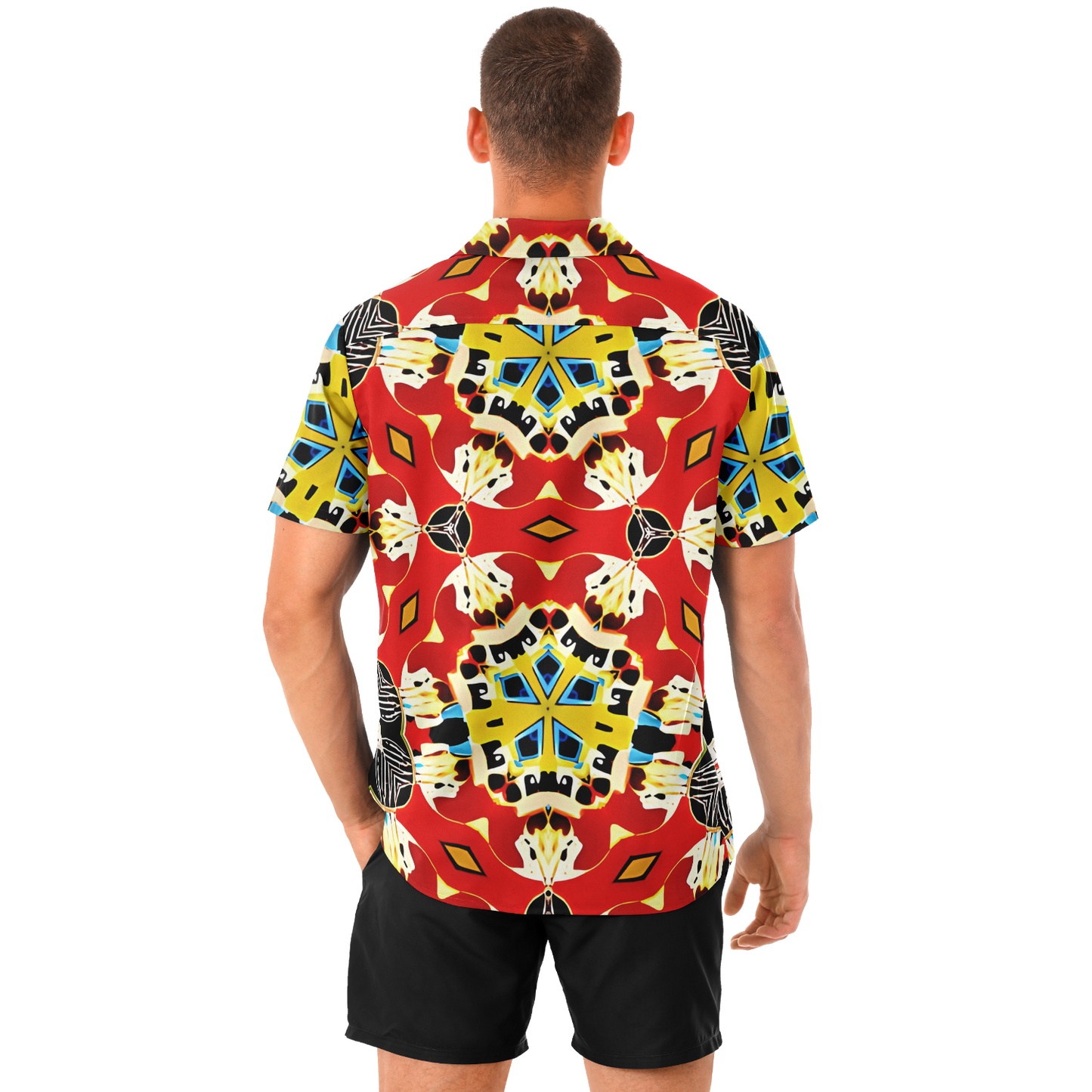 Men's Spread Collar Short Sleeve Button-Down Shirt