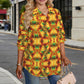 Women's Vibrant African Kente Geometric Pattern All Over Print Long Sleeve Curved Hem Shirt