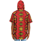 Men's Red Bold Tribal All-Over Print Hooded Baseball Jersey