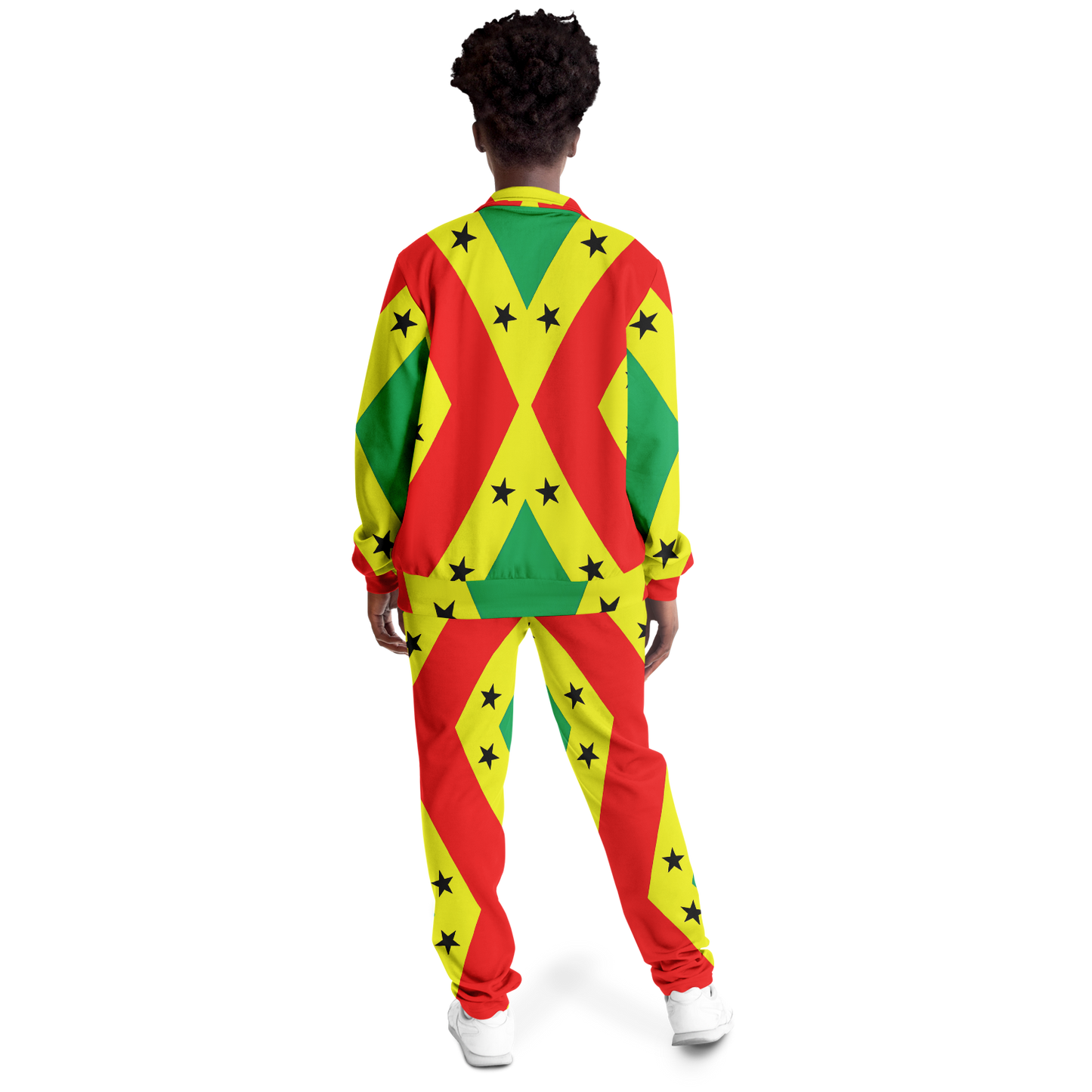 Women's Red Yellow Green Black Stars Pride Flag Track Jacket and Pants