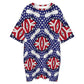 Women's Patriotic Stars & Stripes All Over Print Oversized T- Shirt Loungewear