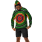 Men's Green Striped with Vibrant Accent Pattern All Over print Long Sleeve Hooded Performance Shirt