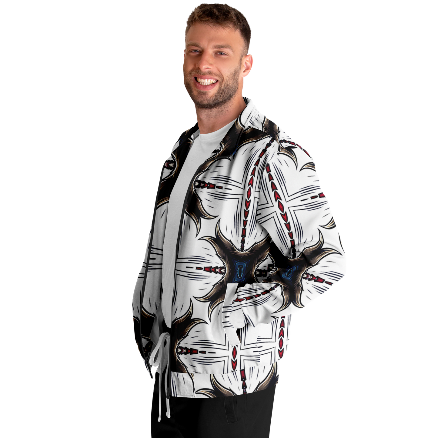 Men's Abstract Symmetry Pattern Polyester Track Jacket
