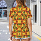 Women's Vibrant African Kente Geometric Pattern All Over Print Zipper Polo Shirt