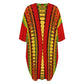 Women's Red Bold Tribal Pattern All-Over Print Oversized T- Shirt Loungewear